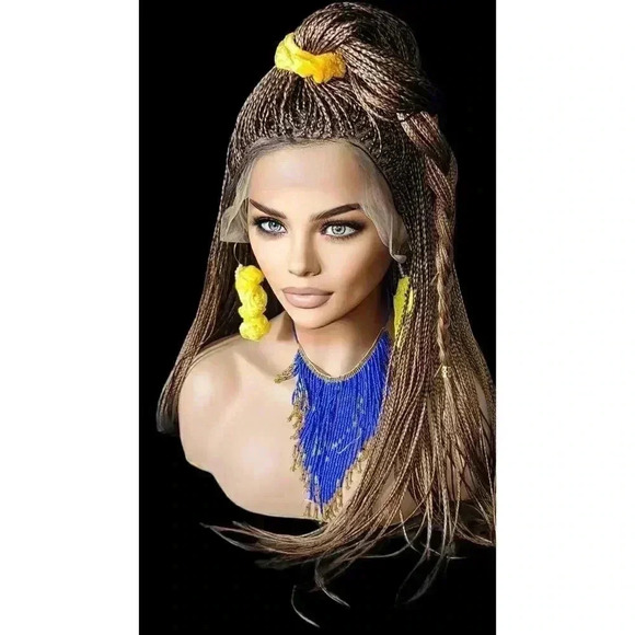 Premium Hand-Braided Wig Full Lace Wig Color #30 micro million braids - Picture 11 of 15